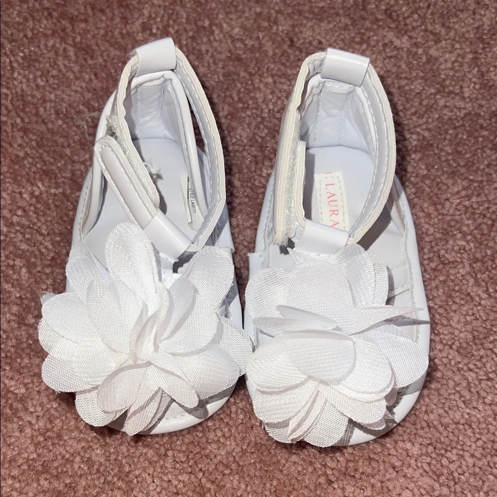 Laura Ashley White and Cream Kids Dress Shoes